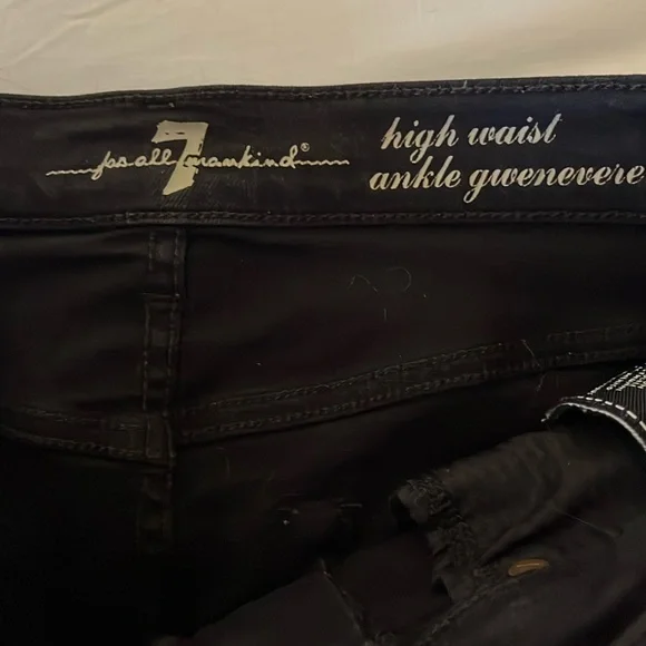 7 For All Mankind Black High Waist Ankle Gwenevere Five Pocket Jeans, Size 27 - Picture 3 of 9